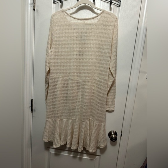 NWT Maurice’s pointelle high low‎ lace up duster top size 1X cream boho - Picture 3 of 16